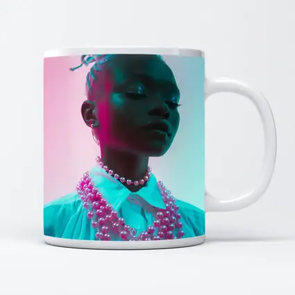 Woman Portrait Neon Pink Teal Studio Light
