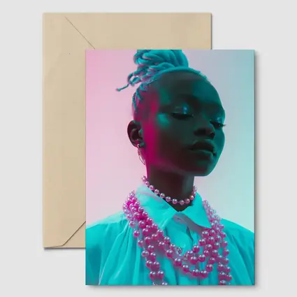 Woman Portrait Neon Pink Teal Studio Light