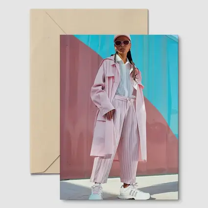 Pink Streetwear Fashion Woman Colorful Wall