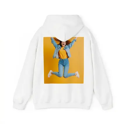 Happy Girl Jumping On Yellow Background