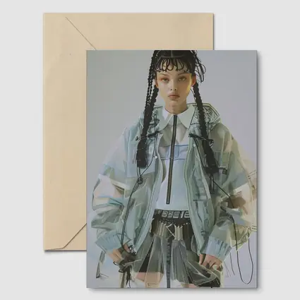 Cyberpunk Fashion Model Transparent Jacket Portrait