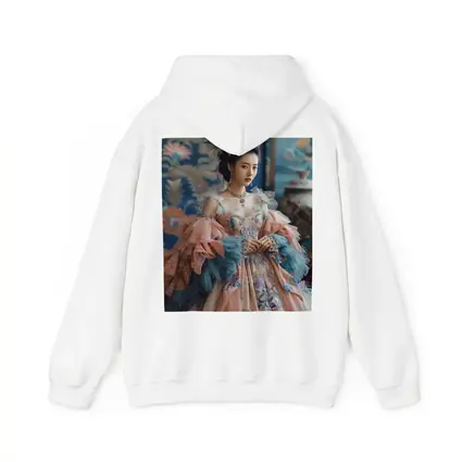 Asian Woman Baroque Peacock Feather Gown