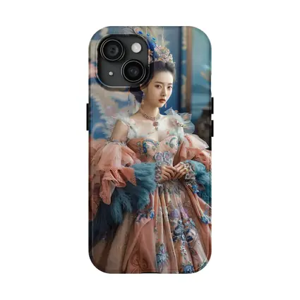 Asian Woman Baroque Peacock Feather Gown