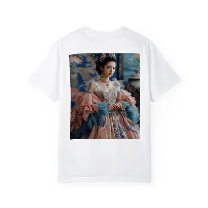 Asian Woman Baroque Peacock Feather Gown