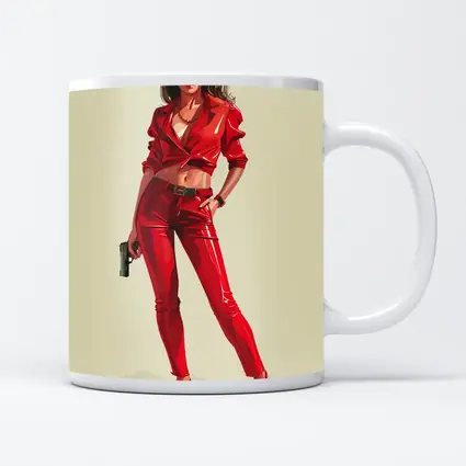 Red Outfit Woman With Gun Illustration