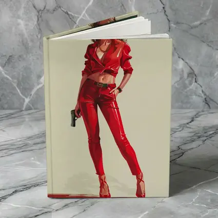 Red Outfit Woman With Gun Illustration