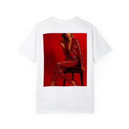 Blonde Woman Red Sequin Suit Bold Fashion