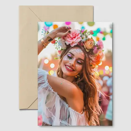 Festival Girl Flower Crown Glitter Bokeh