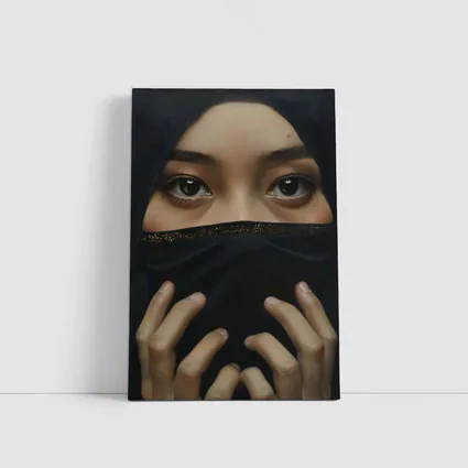 Woman in Black Niqab Expressive Eyes Portrait