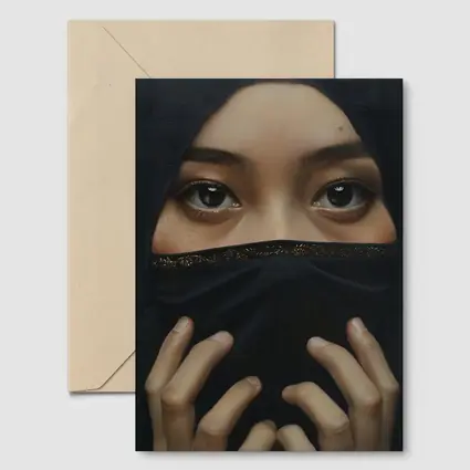 Woman in Black Niqab Expressive Eyes Portrait