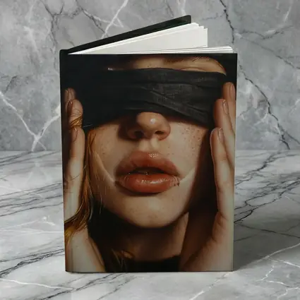 Blindfolded Woman Portrait Dark Background