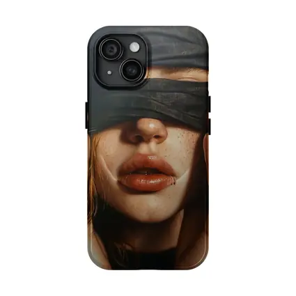 Blindfolded Woman Portrait Dark Background