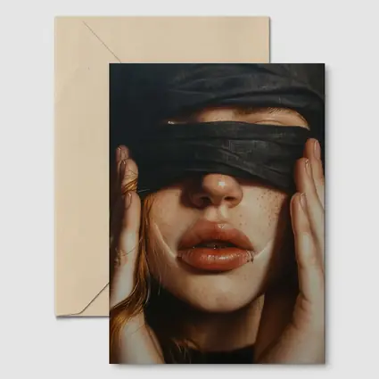 Blindfolded Woman Portrait Dark Background