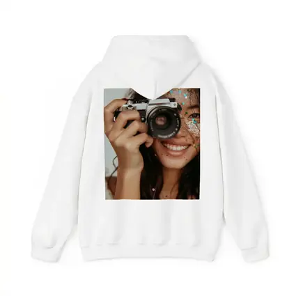 Smiling Woman With Film Camera And Glitter