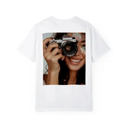 Smiling Woman With Film Camera And Glitter