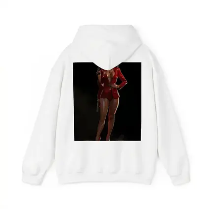 Red Suit Armed Woman Dark Background Art