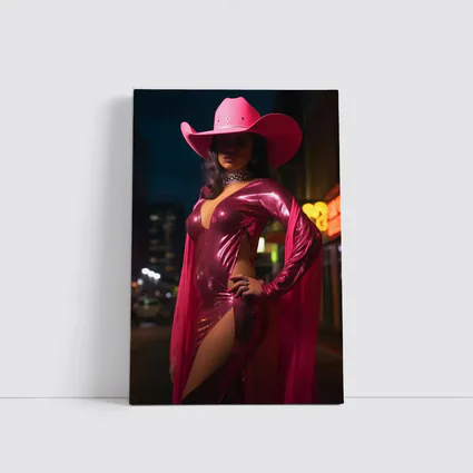 Pink Cowgirl Sequin Dress Neon City Night