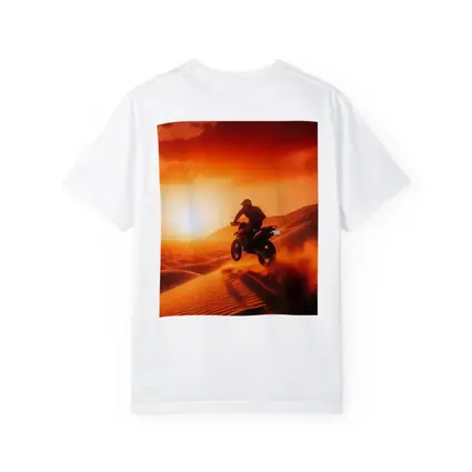Motocross Rider Jumping Desert Sand Dunes Sunset