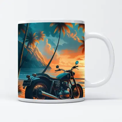 Cafe Racer Motorcycle Tropical Beach Sunset