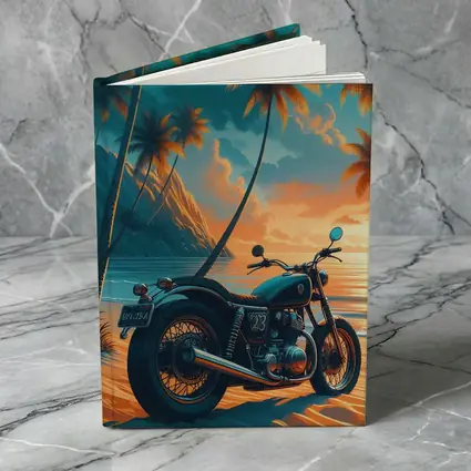 Cafe Racer Motorcycle Tropical Beach Sunset