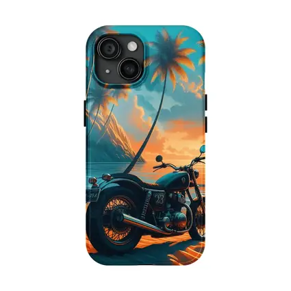 Cafe Racer Motorcycle Tropical Beach Sunset