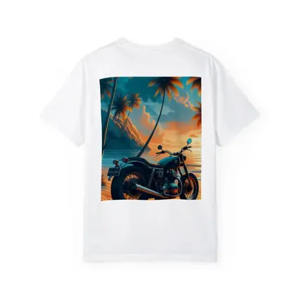 Cafe Racer Motorcycle Tropical Beach Sunset