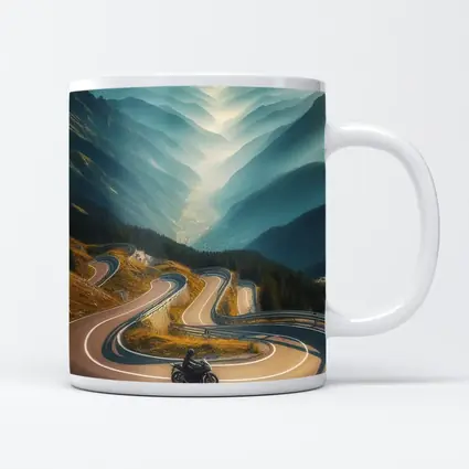 Motorcycle Rider Alpine Switchback Mountain Road