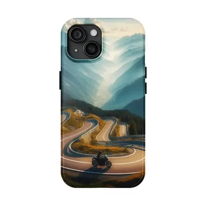 Motorcycle Rider Alpine Switchback Mountain Road
