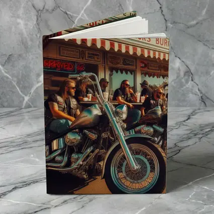 Bikers Relaxing Outside Retro American Diner
