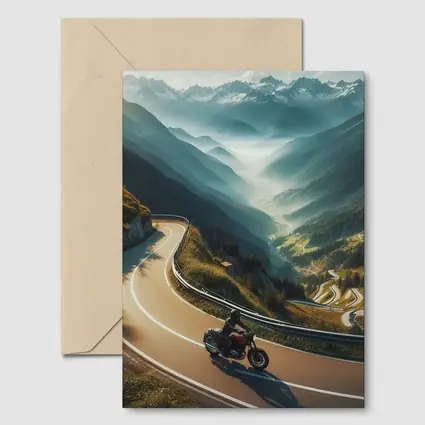 Cruiser Motorcycle Winding Alpine Mountain Road