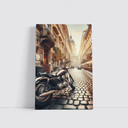 Classic Cruiser Motorcycle Cobblestone European Street