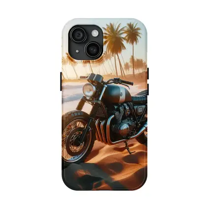 Cafe Racer Motorcycle Parked On Tropical Beach