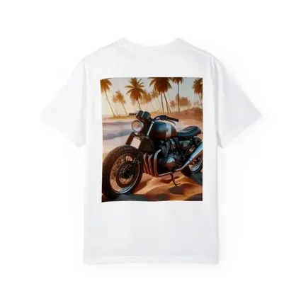 Cafe Racer Motorcycle Parked On Tropical Beach