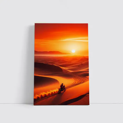 Adventure Motorcycle Rider Desert Sunset Dunes