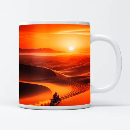 Adventure Motorcycle Rider Desert Sunset Dunes