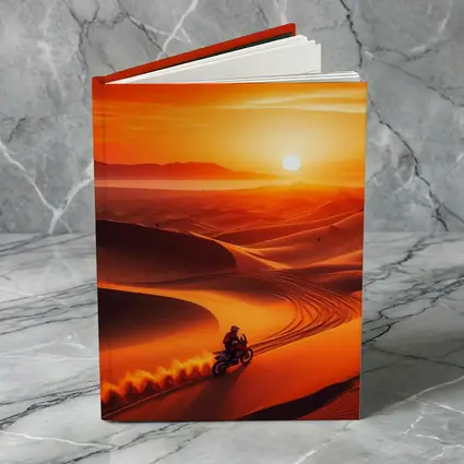 Adventure Motorcycle Rider Desert Sunset Dunes