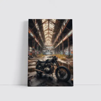 Cafe Racer Motorcycle Abandoned Industrial Warehouse