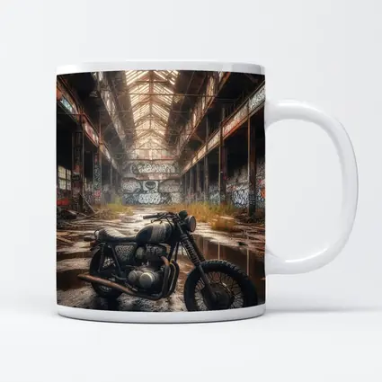 Cafe Racer Motorcycle Abandoned Industrial Warehouse