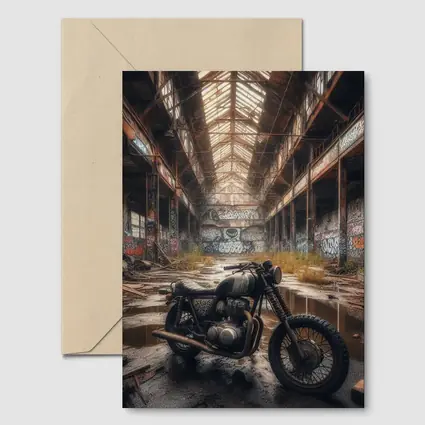 Cafe Racer Motorcycle Abandoned Industrial Warehouse