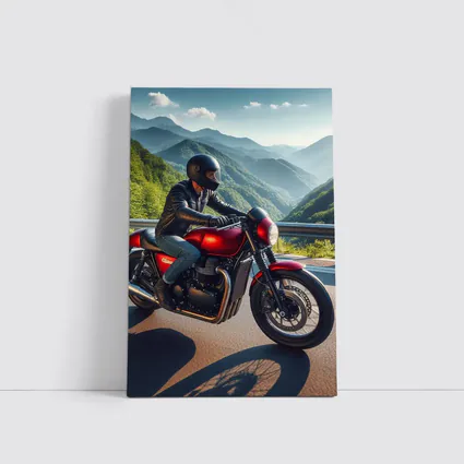 Red Cafe Racer Motorcycle Mountain Road Ride