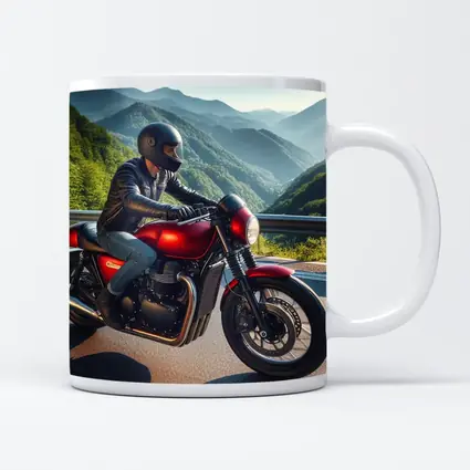 Red Cafe Racer Motorcycle Mountain Road Ride