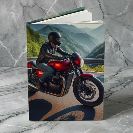 Red Cafe Racer Motorcycle Mountain Road Ride