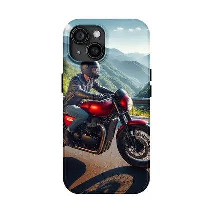 Red Cafe Racer Motorcycle Mountain Road Ride
