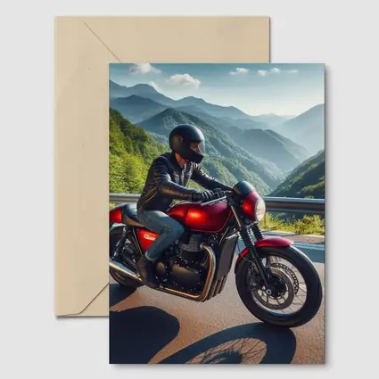 Red Cafe Racer Motorcycle Mountain Road Ride
