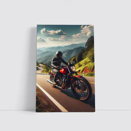 Red Cafe Racer Motorcycle Mountain Road Ride