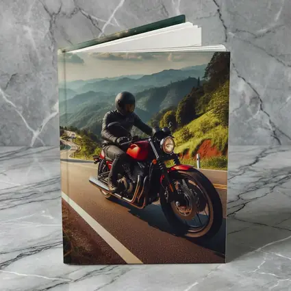 Red Cafe Racer Motorcycle Mountain Road Ride