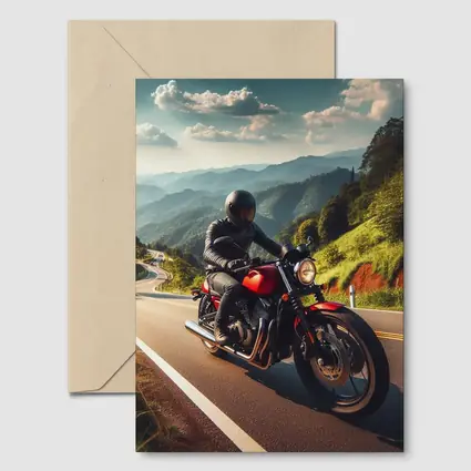 Red Cafe Racer Motorcycle Mountain Road Ride