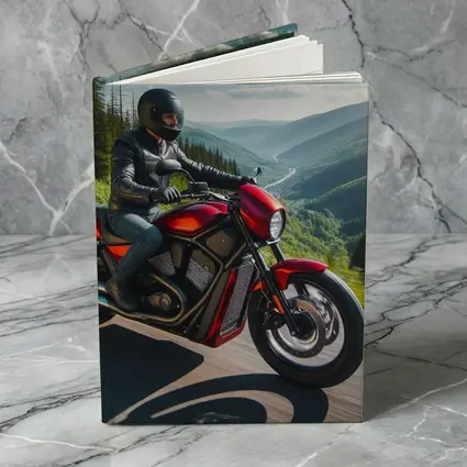 Red Cruiser Motorcycle Rider Mountain Road
