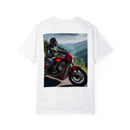 Red Cruiser Motorcycle Rider Mountain Road