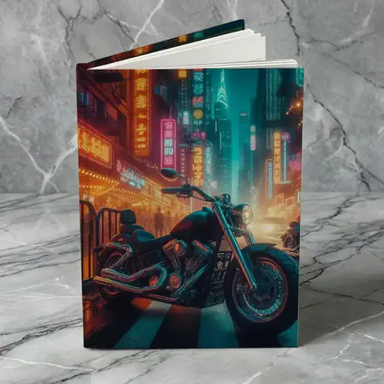 Chopper Motorcycle Neon City Street Night
